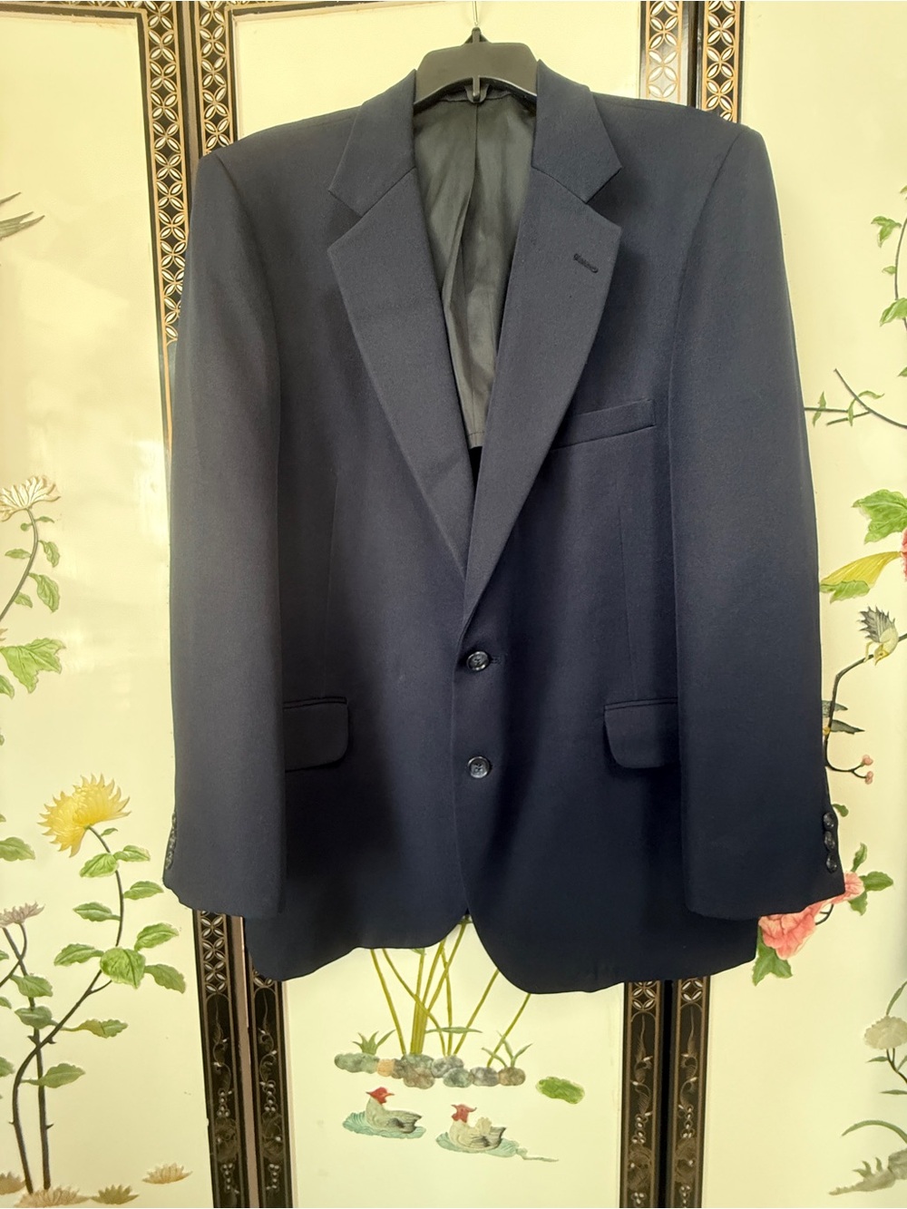 Men's Navy Blazer - Classic Two-Button Suit Jacket